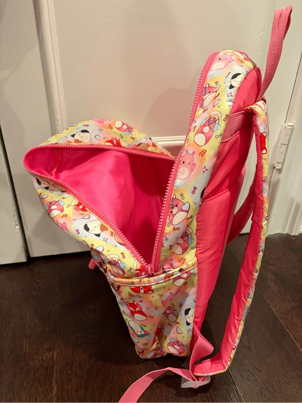 Squishmallows Pastel Pink and Yellow Kids Backpack with Character Print